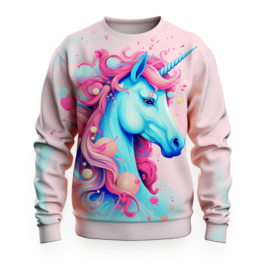 3D Digital Printed Hoodie Unicorn Style Full-color Printed Unisex Long-sleeved Pullover Hoodie