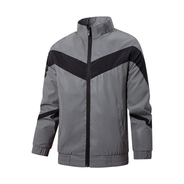 Waterproof Men's V-Stripe Reflective Windbreaker Jacket - Image 3