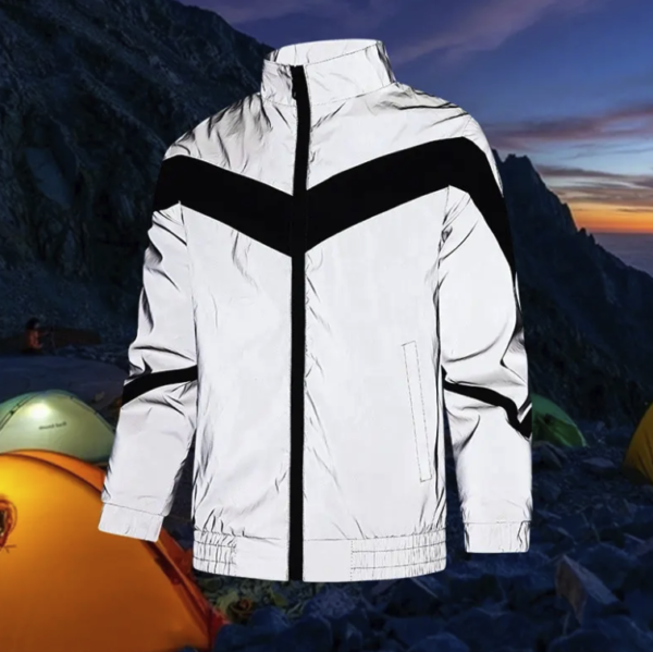 Waterproof Men's V-Stripe Reflective Windbreaker Jacket - Image 5